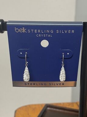 belk Sterling Silver Crystal Teardrop Earrings - Silver